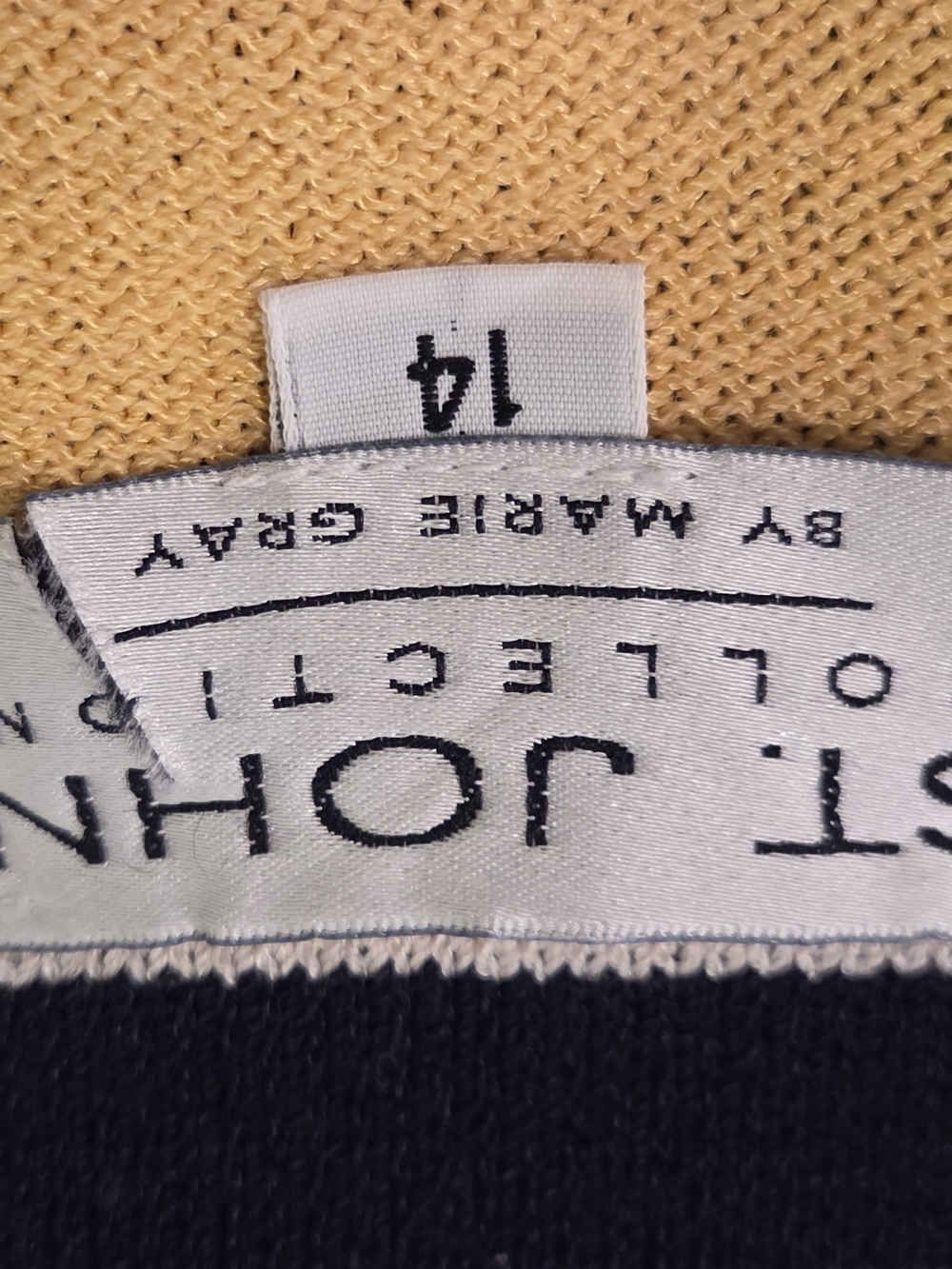 St. John Yellow and Navy Striped Knit Jacket - Picture 4 of 5